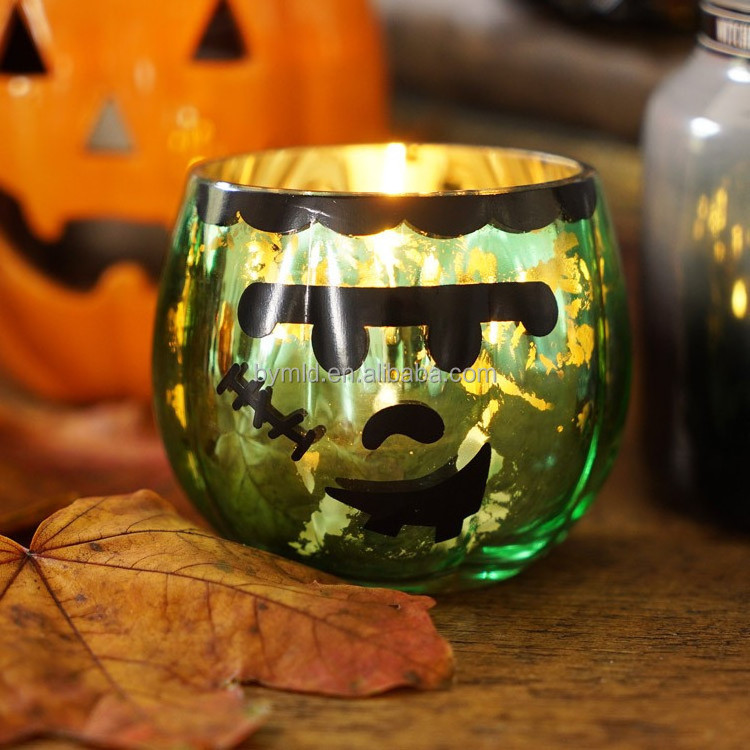 Wholesale Tealight Candle Holder Empty Pumpkin Candle Jar for Halloween