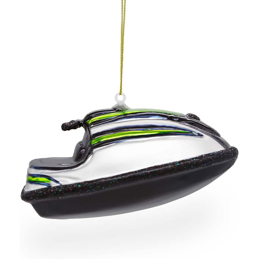 Adventurous Personal Watercraft Jet Ski - Blown Glass Christmas Ornament Eco-friendly