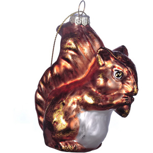 Wholesale christmas tree decoration hand made squirrel holding pine cone pendant Eco-friendly