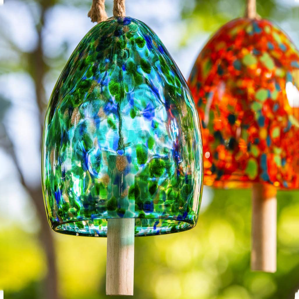 Art Glass Speckle Decorative Bell Chime Outdoor Decoration for Homes, Yards and Gardens