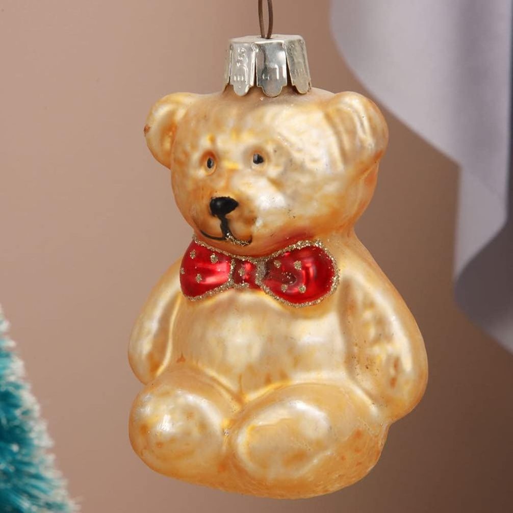 Hanging Lovely Glass Bear Ornament Hanging Glass Blown Bear Valentines Day Pendants Eco-friendly