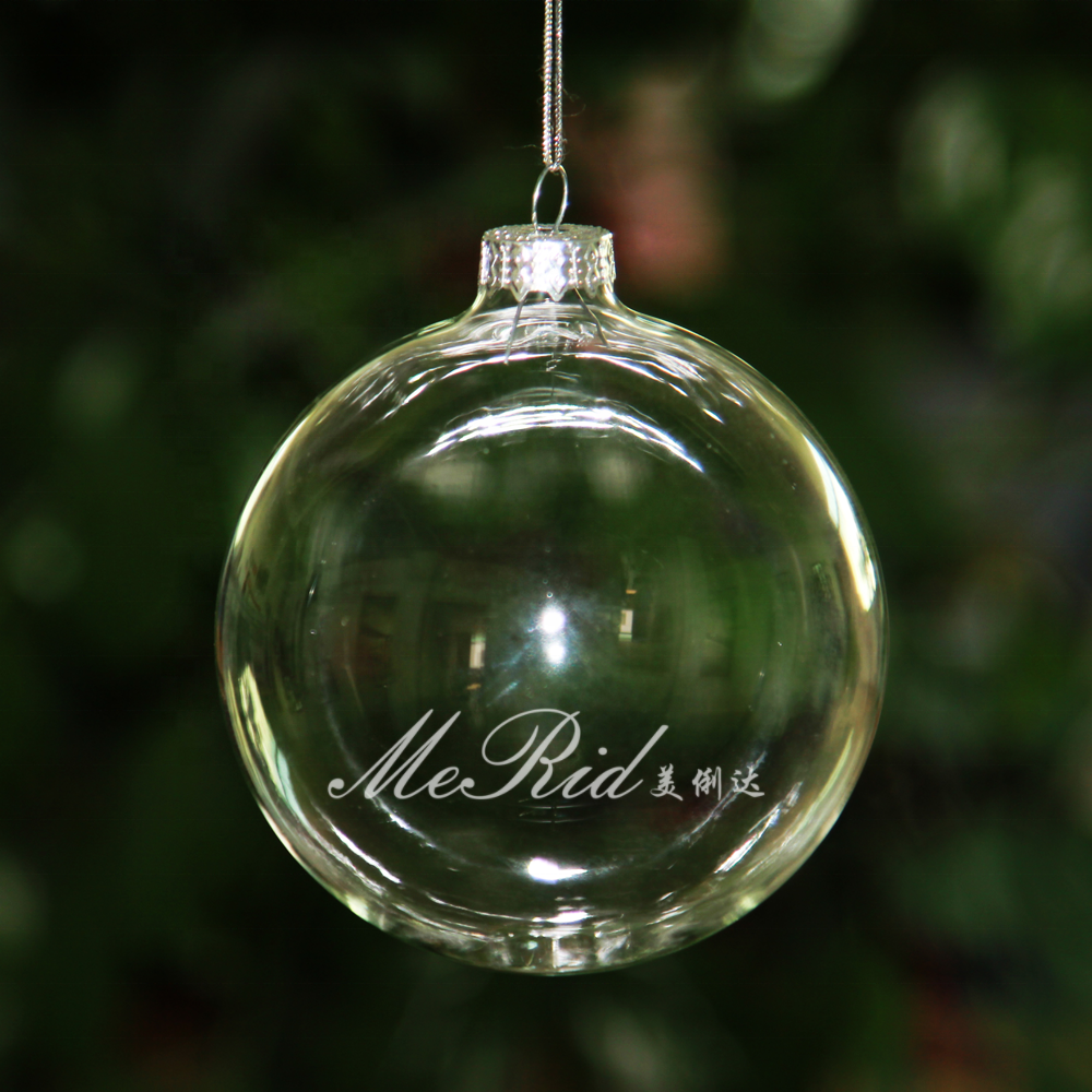 Wholesale clear hanging Christmas tree balls bauble glass ornaments Eco-friendly