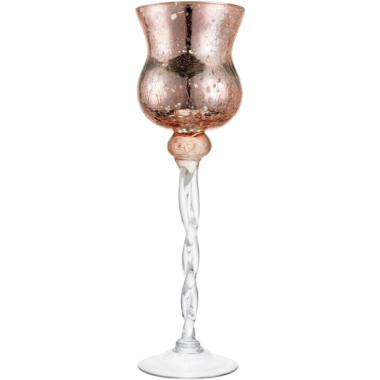 Diamond Star Pink Mercury Crackle Glass Long Stem Tealight Candle Holders Centerpieces for Wedding Table Eco-friendly