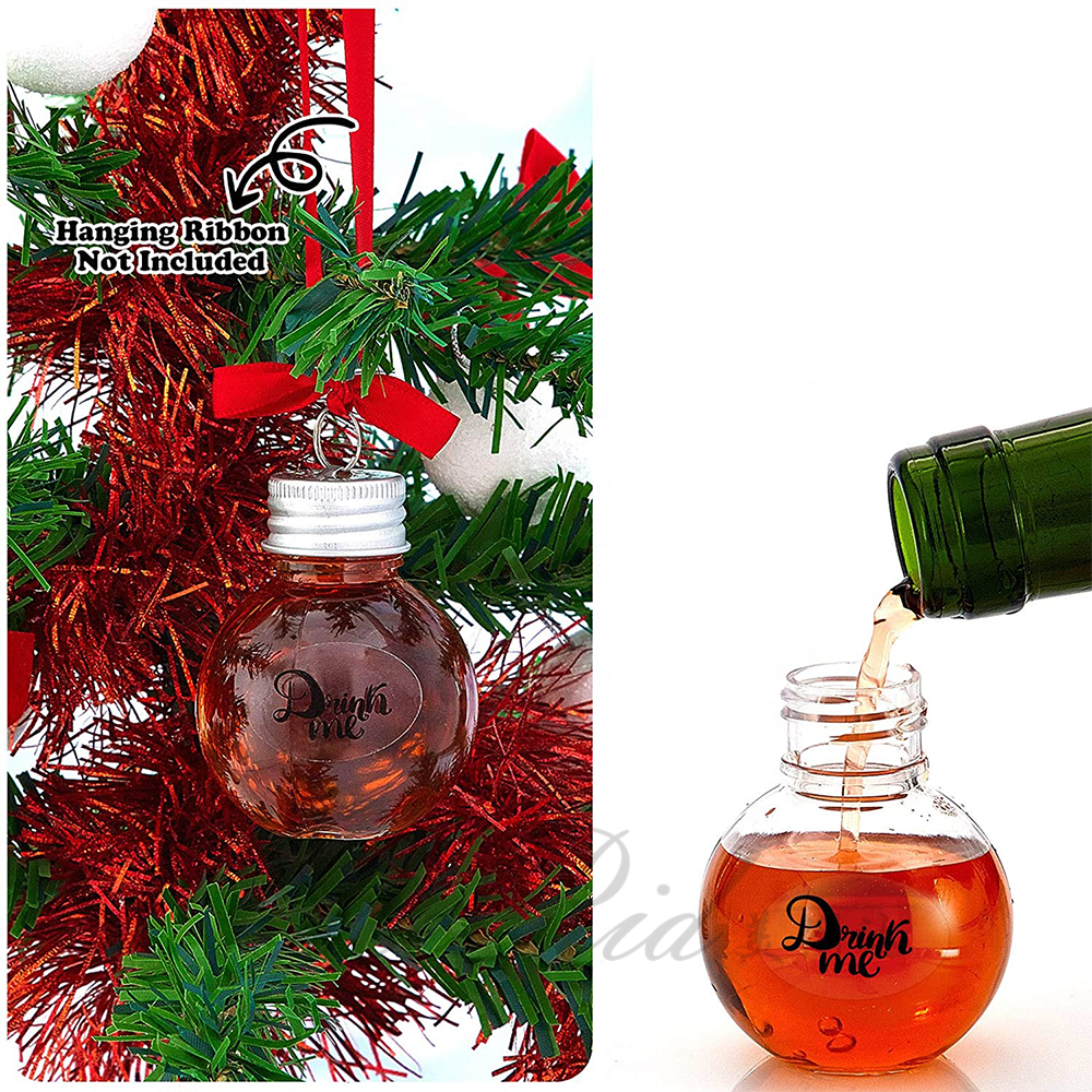 Christmas Ball Bottle Plastic Ornaments Festive Booze Balls Empty Clear Drink Bottle Customized Gift Box Eco-friendly