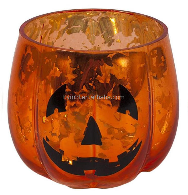 Wholesale Tealight Candle Holder Empty Pumpkin Candle Jar for Halloween