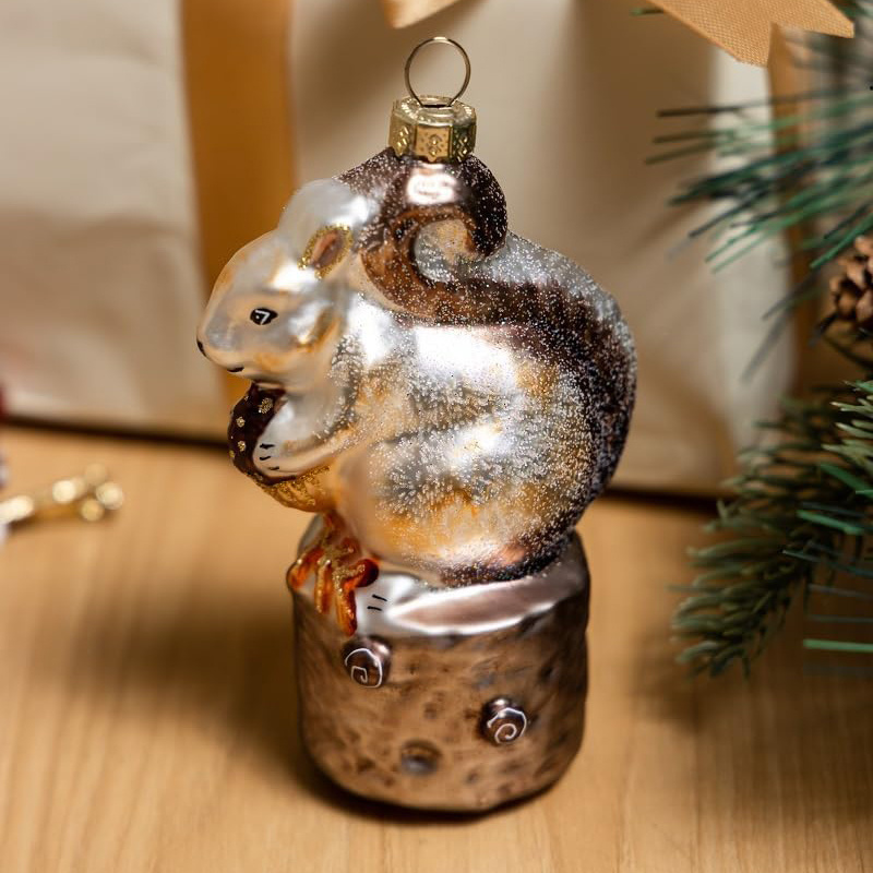 Diy Custom Personalized Christmas Hanging Decoration Wholesale glass  squirrel Christmas Bauble Ornaments