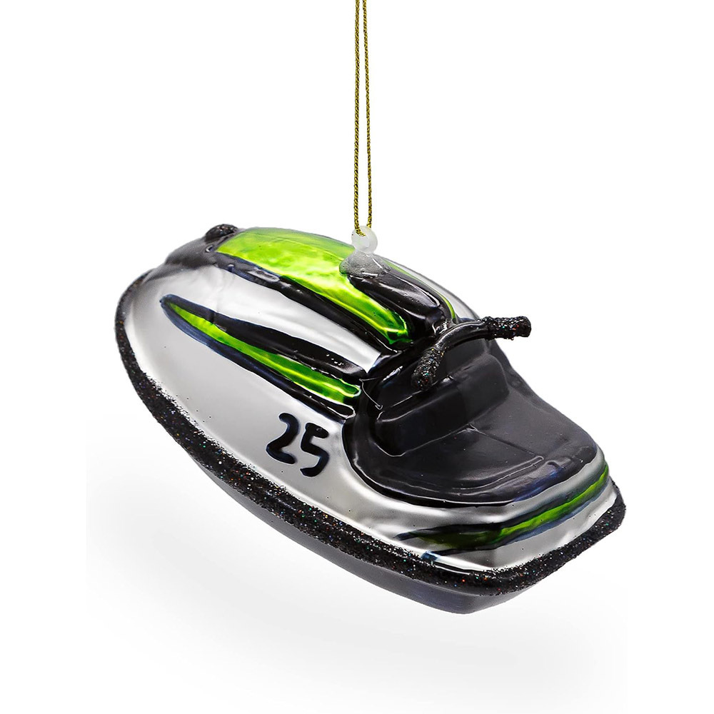 Adventurous Personal Watercraft Jet Ski - Blown Glass Christmas Ornament Eco-friendly