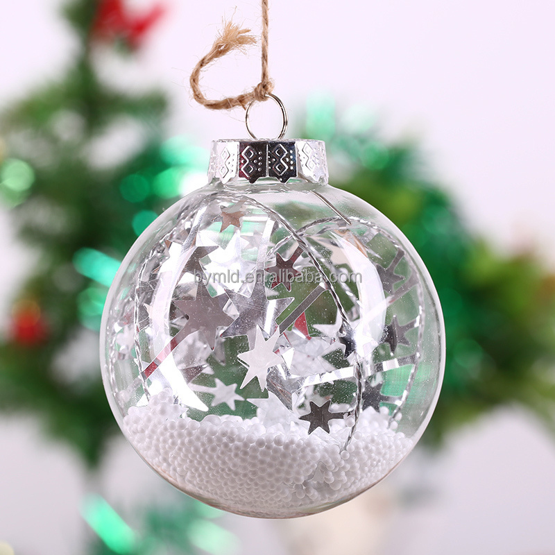 Wholesale Custom Diy Paintable Hand Made Glass Christmas Ball Round Flat Heart Ornaments Wedding Decoration Clear Bauble