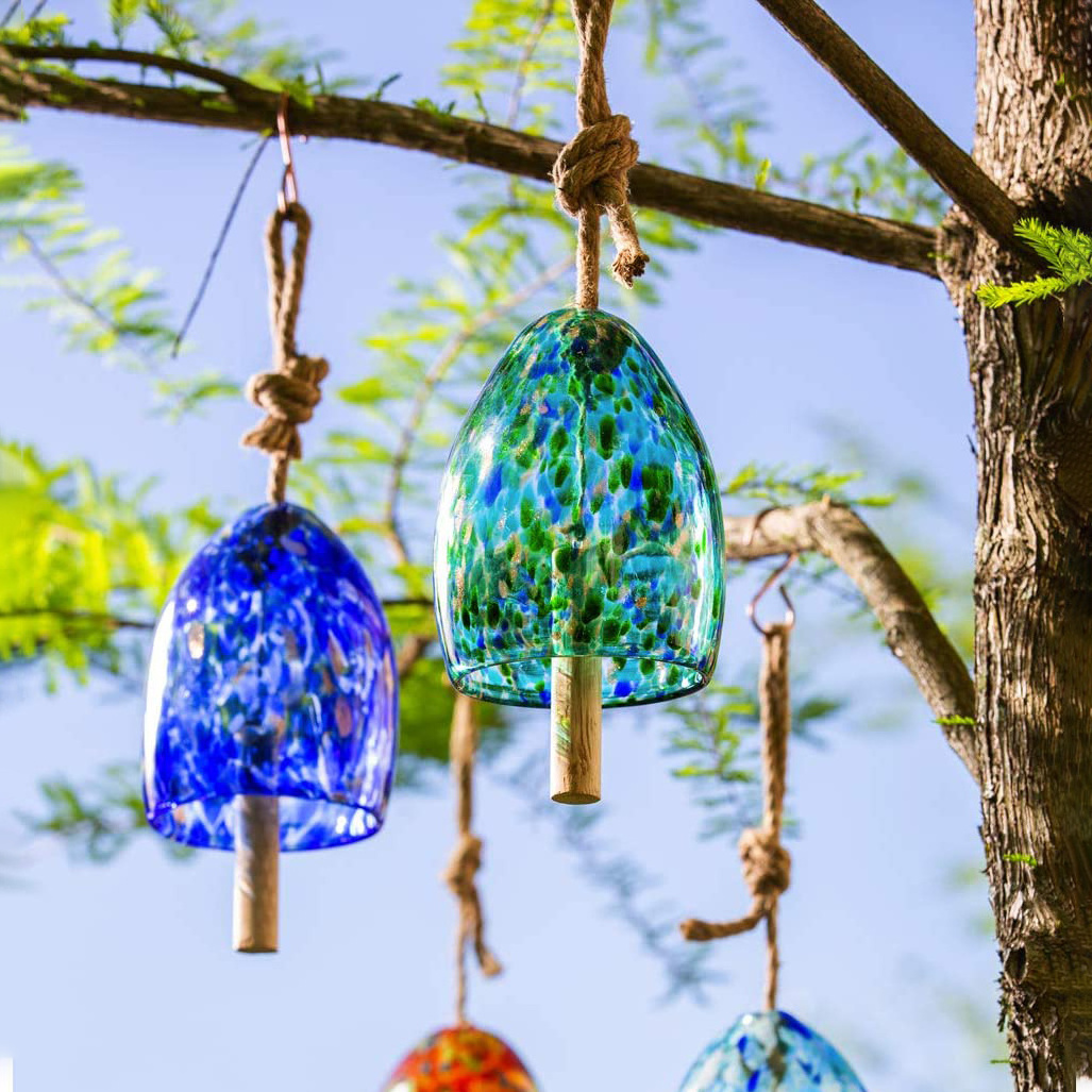 Art Glass Speckle Decorative Bell Chime Outdoor Decoration for Homes, Yards and Gardens