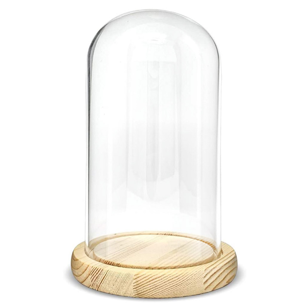 DIY Decoration Cloche Display Glass Dome with Wooden Gift Glass Europe Clear Hemisphere Dome Base Eco-friendly