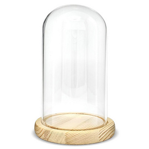 DIY Decoration Cloche Display Glass Dome with Wooden Gift Glass Europe Clear Hemisphere Dome Base Eco-friendly