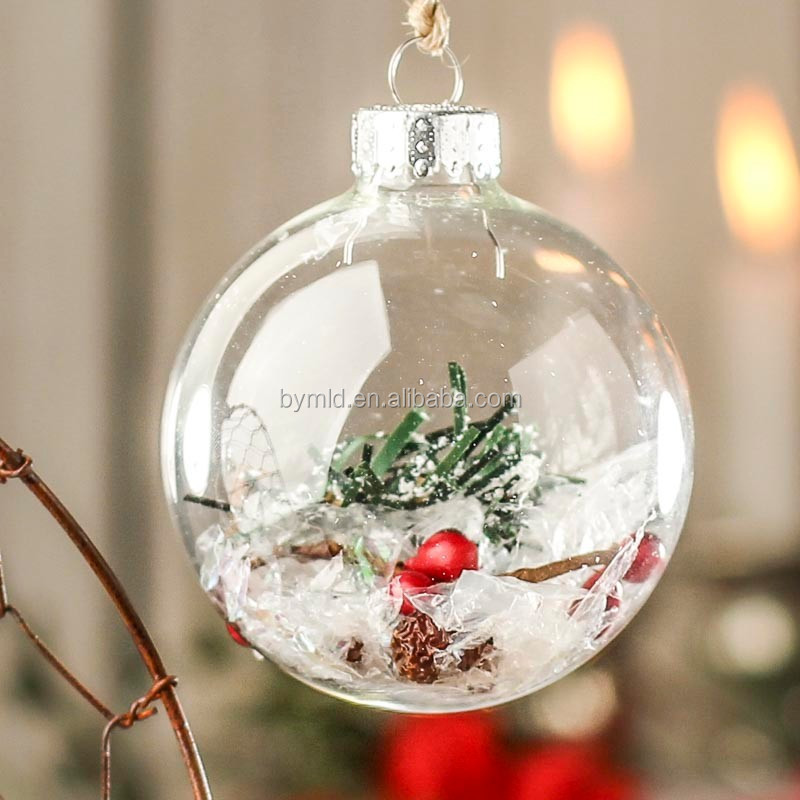 Wholesale Custom Diy Paintable Hand Made Glass Christmas Ball Round Flat Heart Ornaments Wedding Decoration Clear Bauble