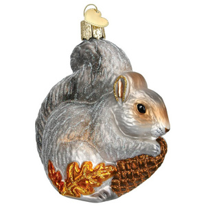 Chinese handmade small hanging hand blown glass handicrafts squirrel animals figurine ornaments Christmas Eco-friendly