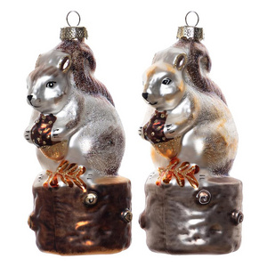 Diy Custom Personalized Christmas Hanging Decoration Wholesale glass  squirrel Christmas Bauble Ornaments