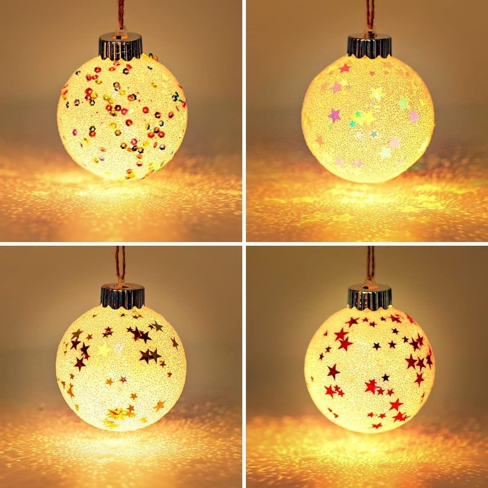 Christmas Ball Ornaments Snowballs for Tree Decoration, Xmas Hanging LED Light Spherical Bulbs Eco-friendly