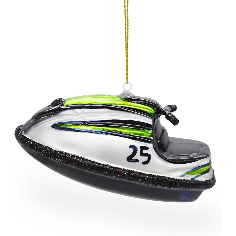 Adventurous Personal Watercraft Jet Ski - Blown Glass Christmas Ornament Eco-friendly