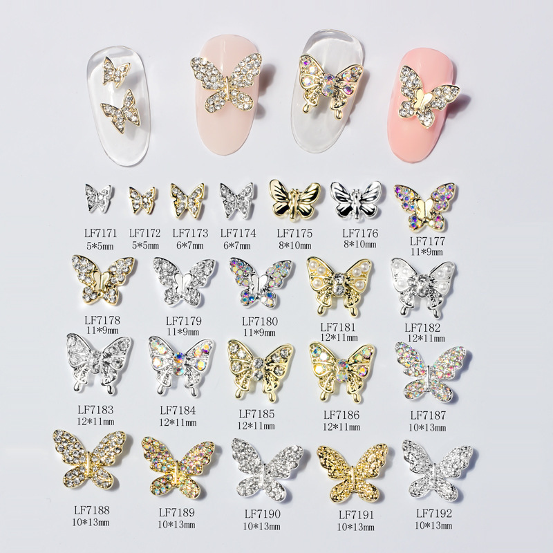 3D nail Diamond Rhinestones butterfly nail art small charms decoration DIY butterfly for nails