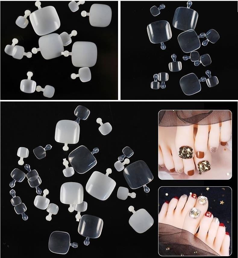 Nail Supplies Full Cover Artificial French Acrylic Toenails Custom Press on False Toe Nails for DIY Foot Decoration