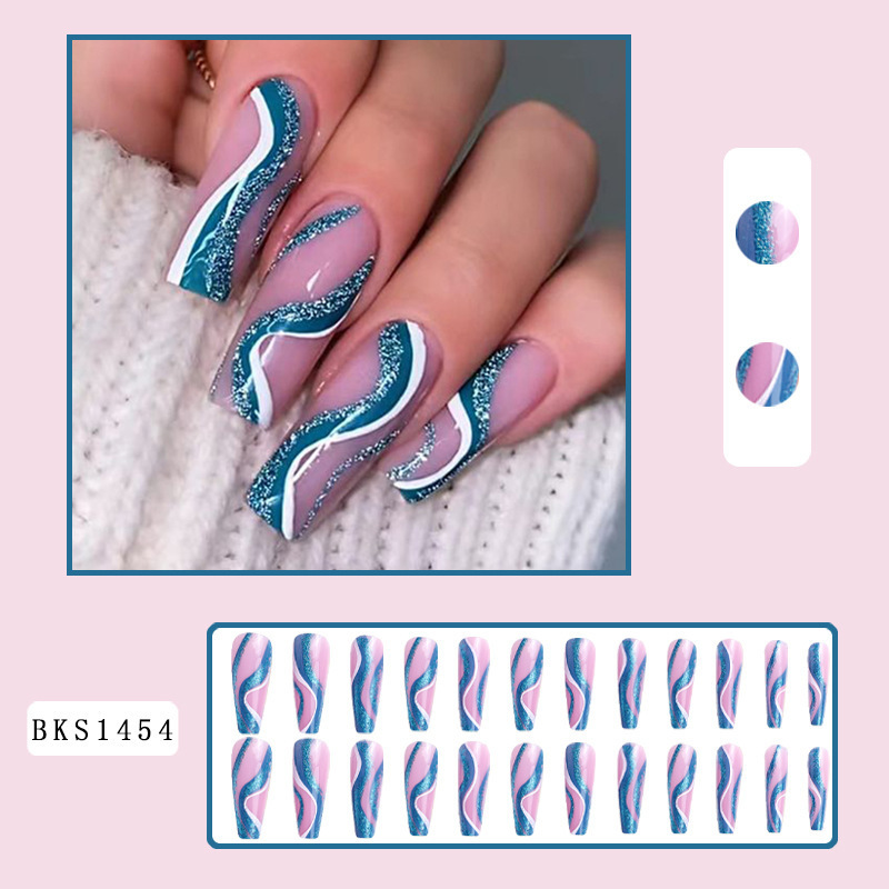 24pcs/set Full Cover/half colorful Ballerina False Nail Art Artificial Long Tips Coffin Designed Press On Nails