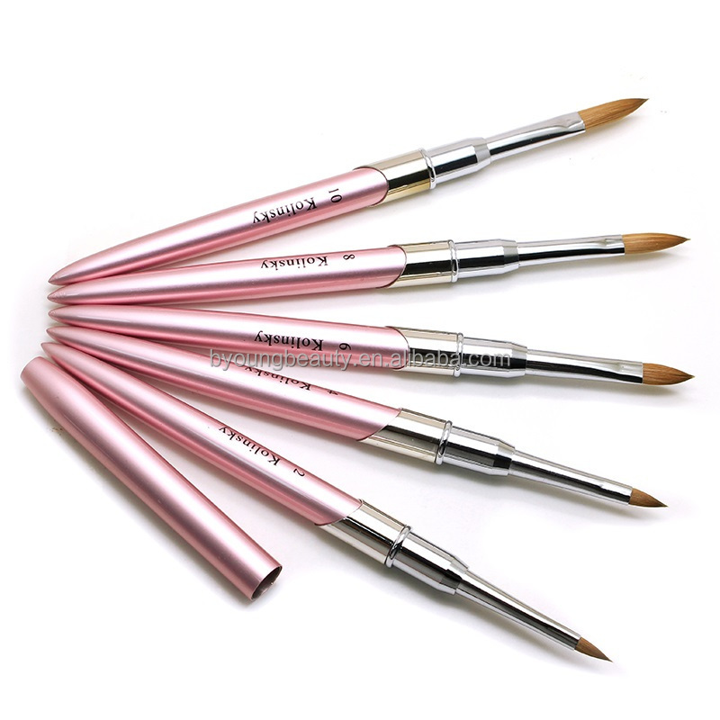 new 2024 metal handle nail art brushes 100% high quality kolinsky for nails brush on nail glue