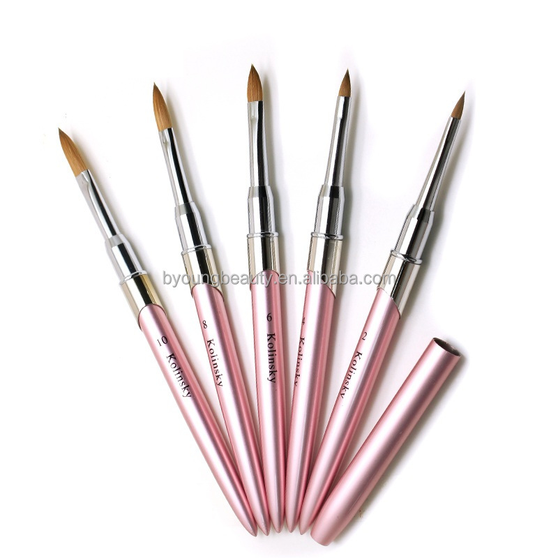 new 2024 metal handle nail art brushes 100% high quality kolinsky for nails brush on nail glue