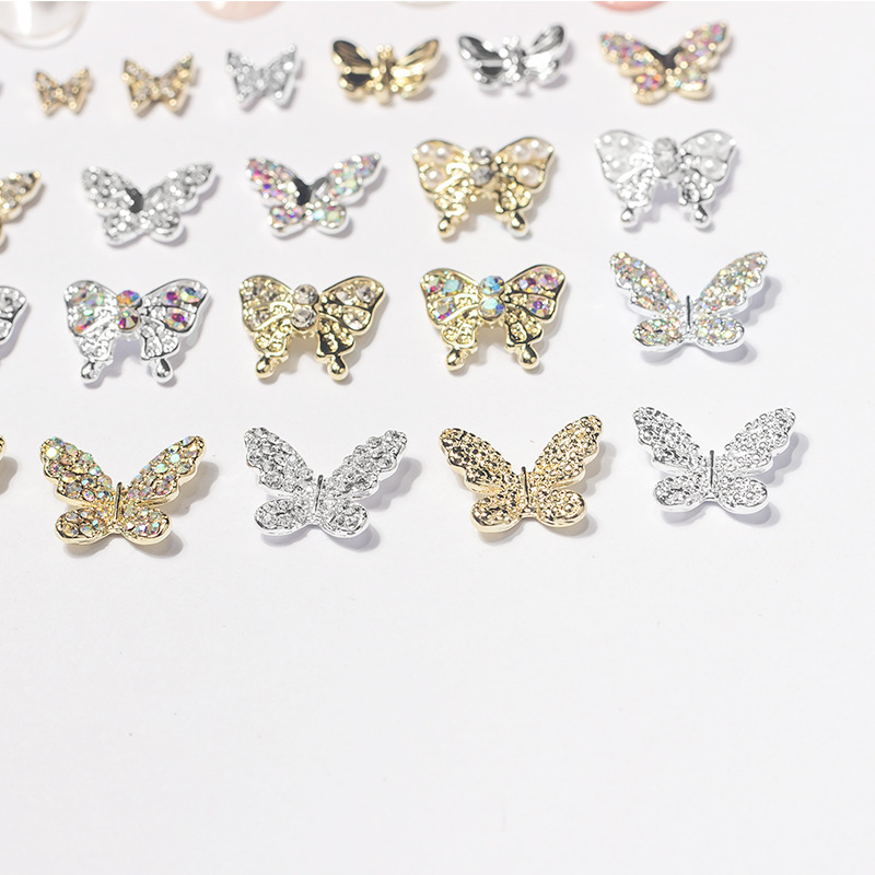 3D nail Diamond Rhinestones butterfly nail art small charms decoration DIY butterfly for nails