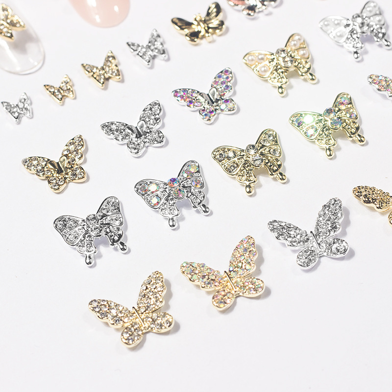 3D nail Diamond Rhinestones butterfly nail art small charms decoration DIY butterfly for nails