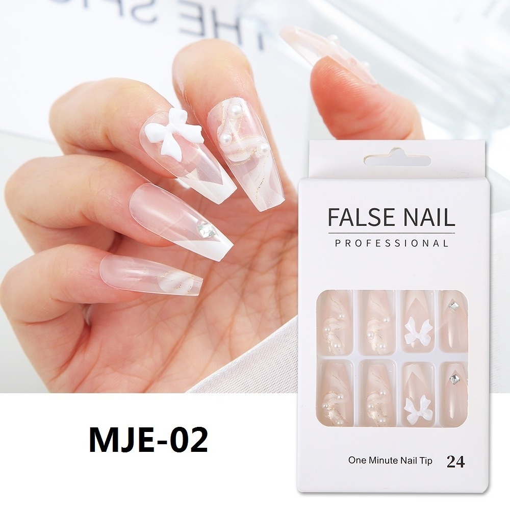 24 pcs nail art tips wholesale xxl coffin press on nails en gros false fake nails with glue