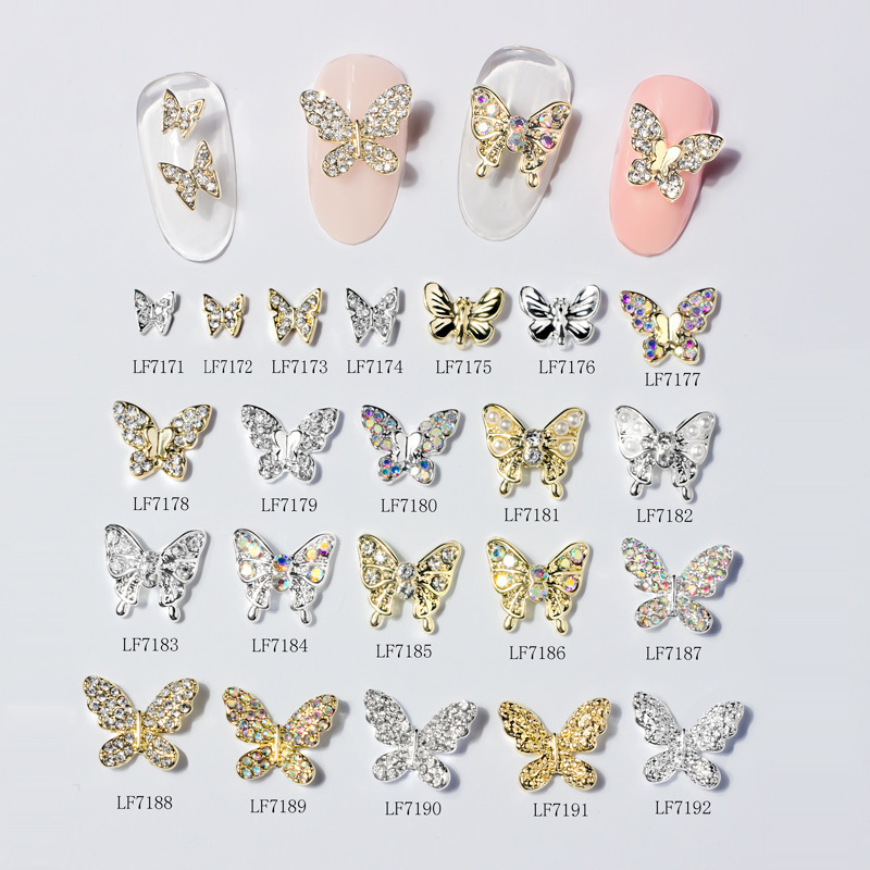 3D nail Diamond Rhinestones butterfly nail art small charms decoration DIY butterfly for nails