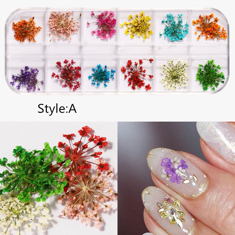 3D Dried Flowers nail art Decoration Natural Floral Sticker Mixed Dry Flower dried pressed flowers for resin