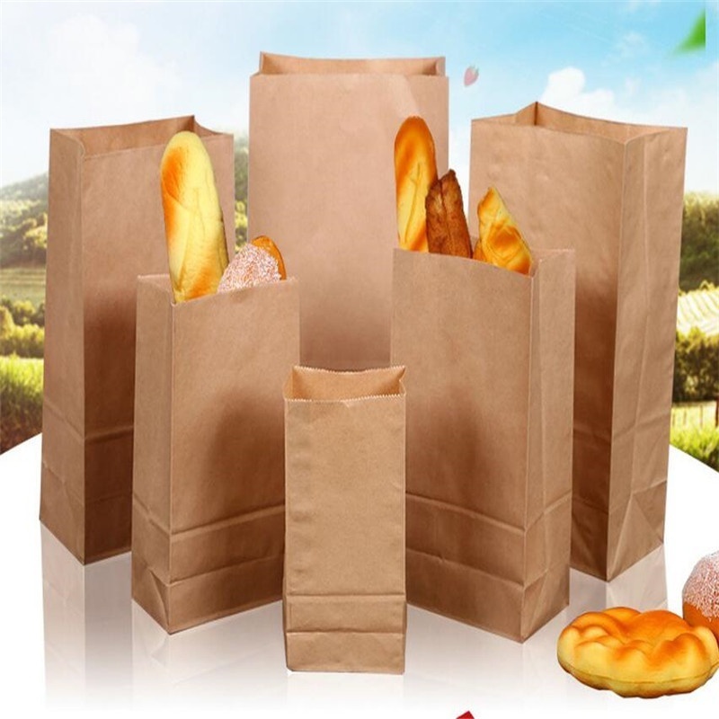 Customization Food Garlic Bread Paper Bag Packaging For Food Takeaway With Window