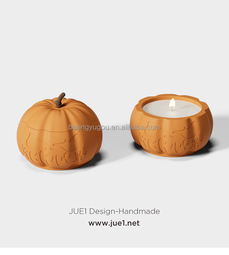 Halloween Christmas Pumpkin Concrete Cup Scented Candle Natural Soy Wax Coconut Wax Home Essential Oil Scented Candle