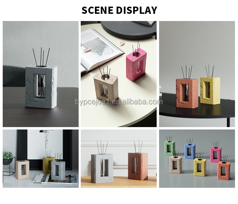 Custom Air Freshener Aroma Fragrance Oil Unique Eco Essential oil Aroma Reed Diffuser Luxury Cement Concrete Glass Reed Diffuser