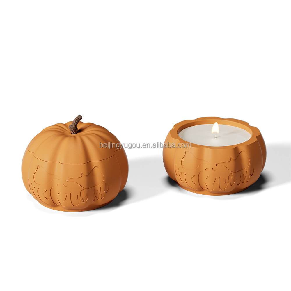 Halloween Christmas Pumpkin Concrete Cup Scented Candle Natural Soy Wax Coconut Wax Home Essential Oil Scented Candle