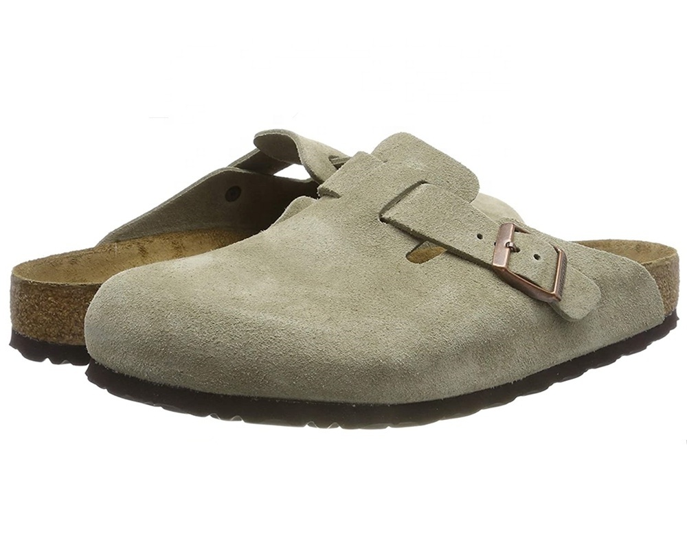 Prime Quality Men and Women Cow Suede Cork Clogs, Comfort Custom Indoor Outdoor Leather Mules