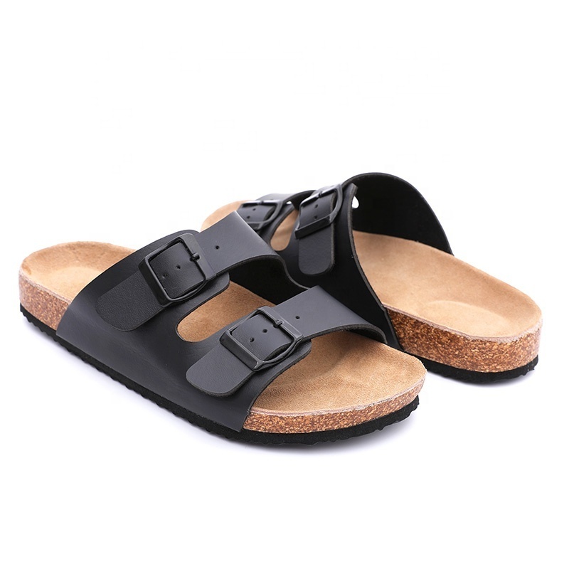 Wholesale Quality Men's Sandals Outdoor Slippers with Cork Sole Arch Support and Adjustable buckle straps Soft Leather Insole