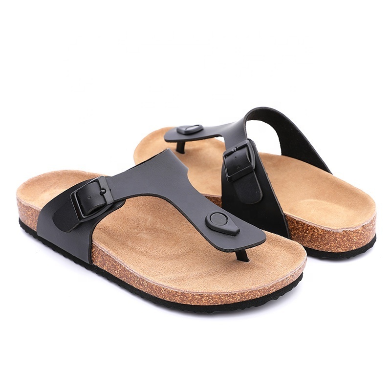 Wholesale Quality Men's Sandals Outdoor Slippers with Cork Sole Arch Support and Adjustable buckle straps Soft Leather Insole