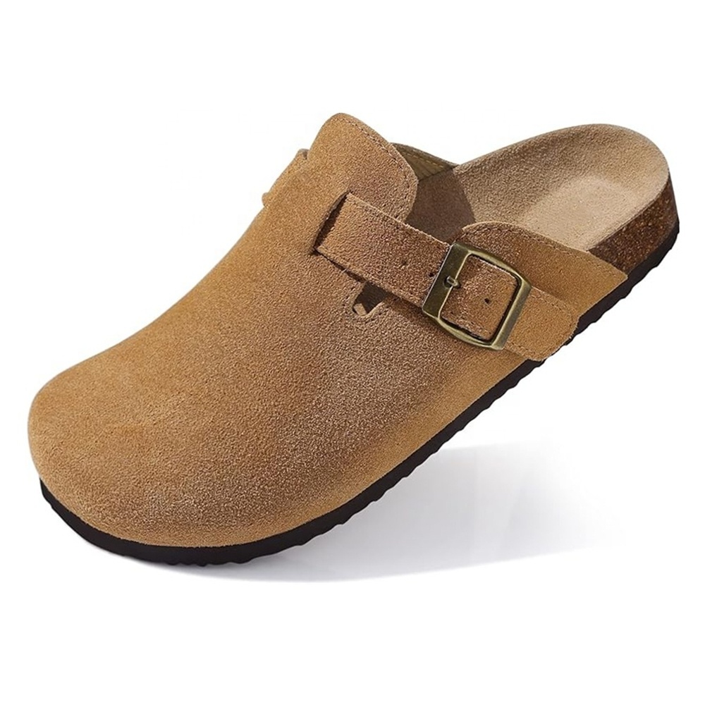 Prime Quality Men and Women Cow Suede Mules Custom Bio Cork Slip-on Clogs with Comfort Arch Support Insole