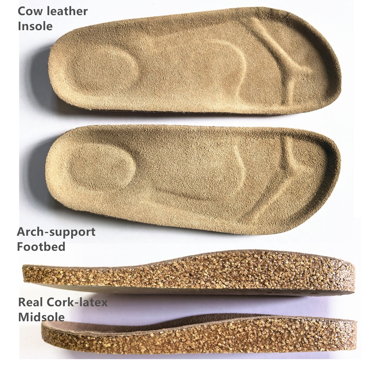 Prime Quality Men and Women Cow Suede Mules Custom Bio Cork Slip-on Clogs with Comfort Arch Support Insole