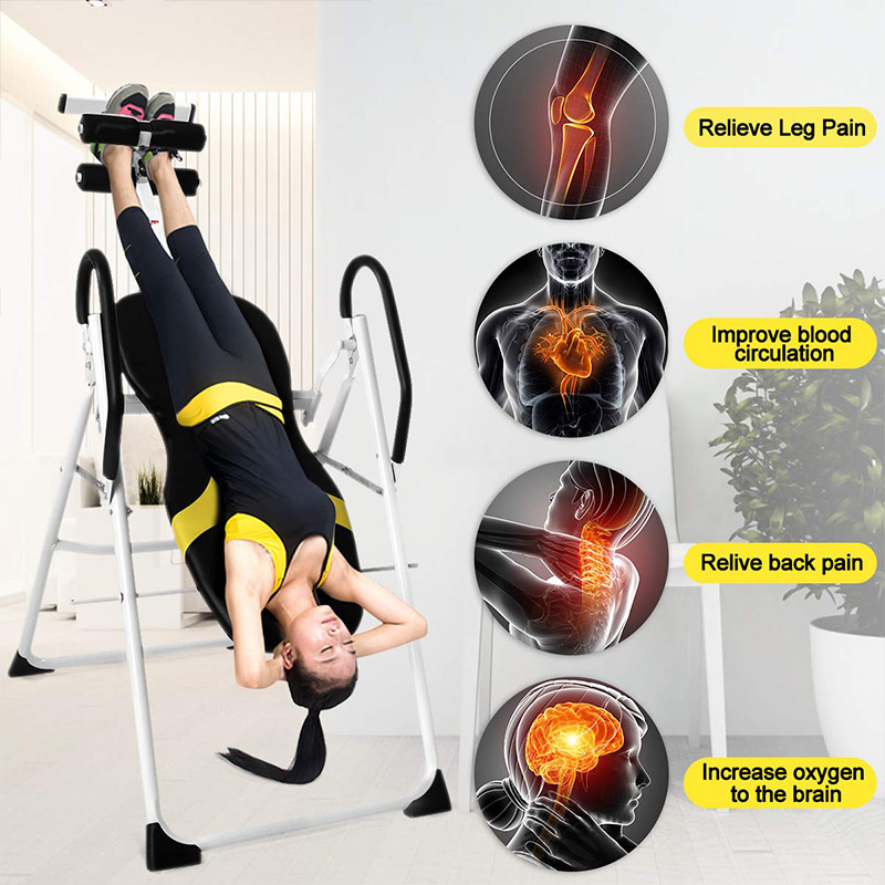 Home Upside Down Back Stretcher Therapy Gravity Exercise Fitness Equipment Inversion Table with Heat and Massagelm