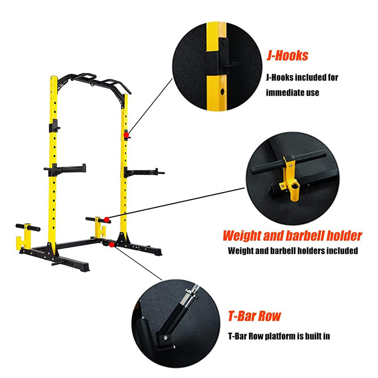 Attachments Full Power Foldable Wall Mount Sale Folding Home Gym Cables Equipment Half Squat Rack with Pull Up Bar