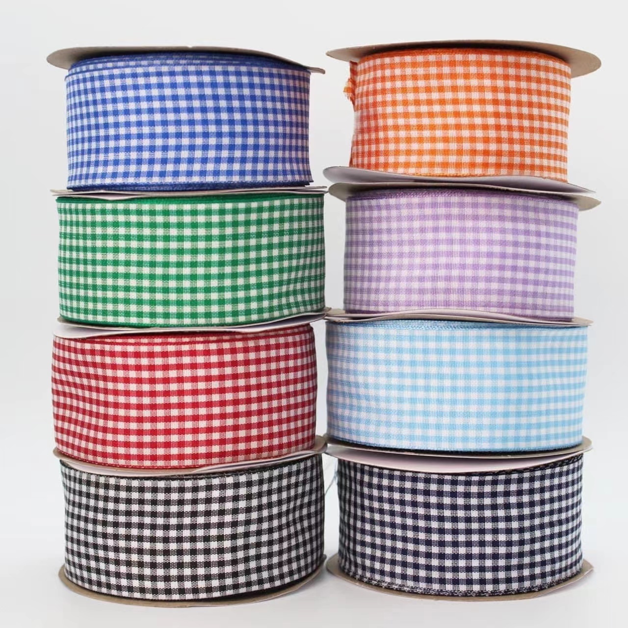 wholesale 100% polyester customized tartan plaid checked Gingham ribbon for hair bows garment hat tie-bows gift wrapping decor