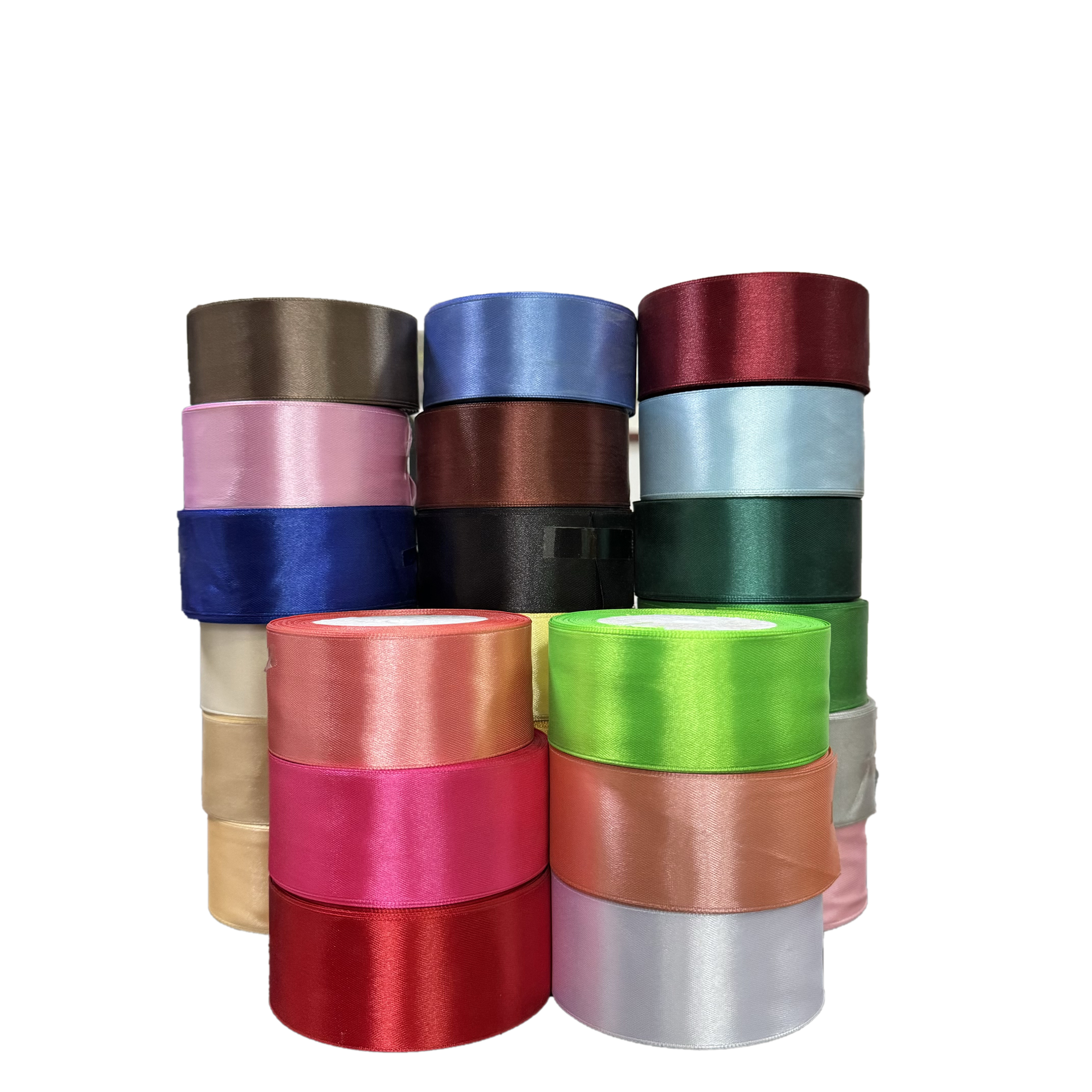 Wholesale 25yards Polyester Bow Ribbon Roll Flower Gift Wrapping Satin Ribbon Custom Wired Colorful Rose Ribbon