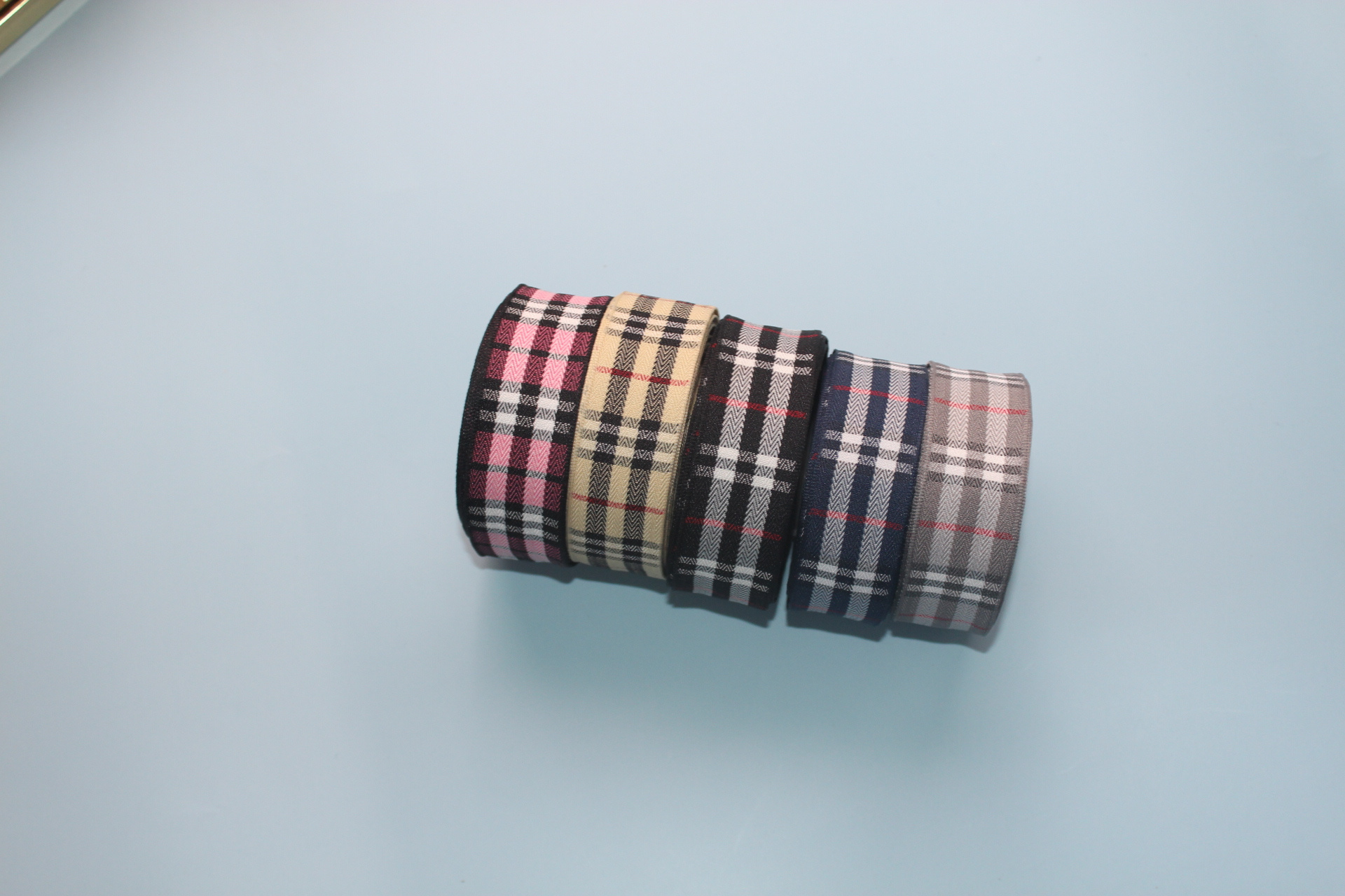 Custom Design Tartan Plaid Ribbon Polyester Material Gingham Ribbon Wired Check Gift Ribbon