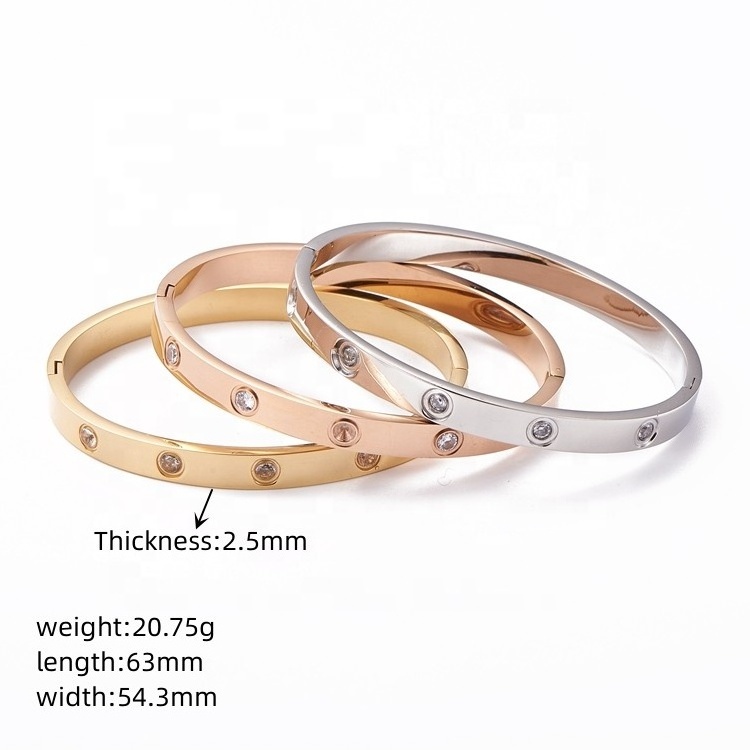 Hot Selling Fashion Luxury Gold Bangles Micro inlay zircon bracelet stainless steel charm bracelet women jewelry