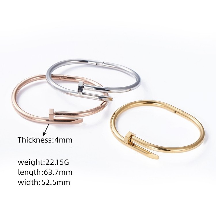 Fashion Stainless Steel Cuff Bracelet  Hot Sale Charm 18k Gold Plated Cuff Nail Bracelets Jewelry for Girls Lady Jewelry