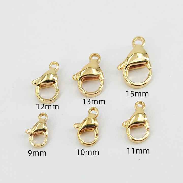 Quality assurance stainless steel jewlery component Metal clasp gold plated Lobster clasps Jewelry Findings