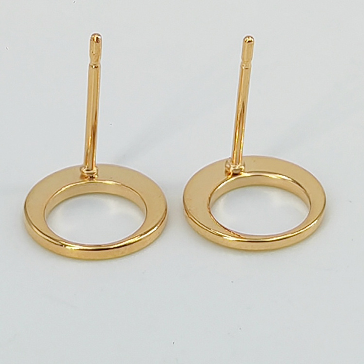 18K gold earring findings Stainless steel circular studs earrings accessories earring findings jewelry making supplies