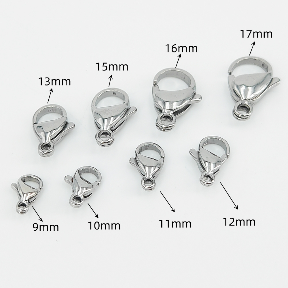 Wholesale Different sizes lobster claw clasp jewelry accessory stainless steel Lobster clasp for Jewelry Making