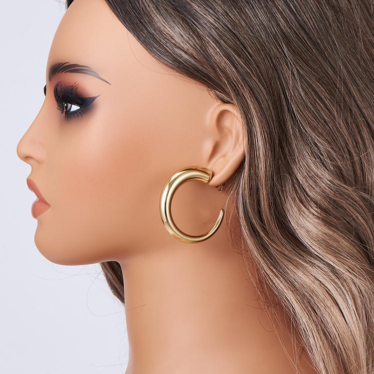 Ins Hypoallergenic Earrings Jewelry High Quality 316L Stainless Steel Non Tarnish Chunky 18k Pvd Gold Plated Hoop Women Earring